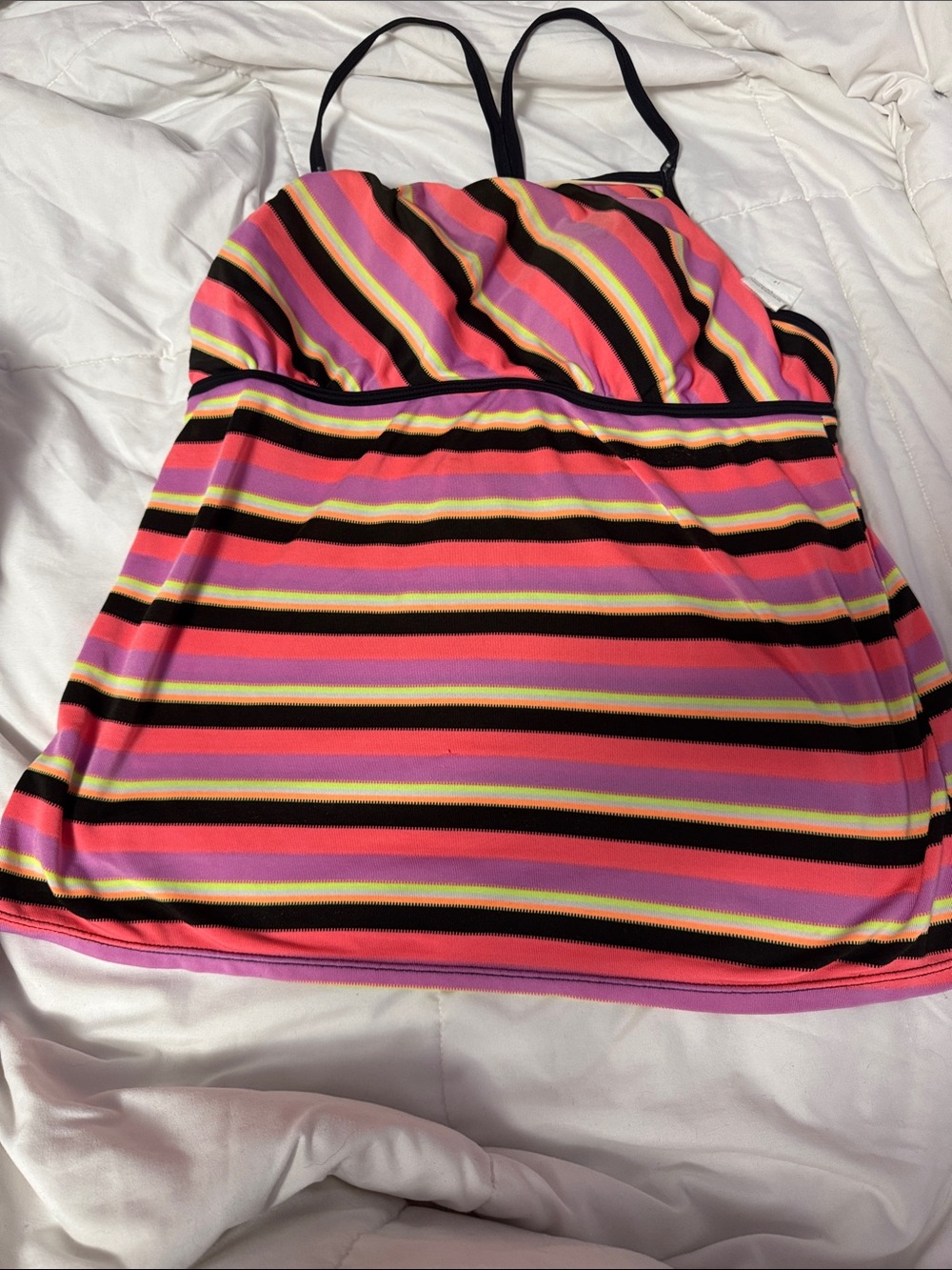 Women’s Pink Multistripe Tankini Swim Top